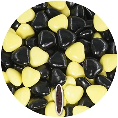 Image of EinsSein 1kg Medium Yellow/Black Shiny Heart Chocolate Sweets Wedding Favours Candy Nikah Sekeri Mini Shaped