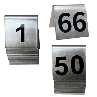 Image of Restaurant Table Number Signs 1 50 100 Stainless Steel Tent Style Cards For Weddings Restaurants Cafes Conference Lectures Seat Card Place Cards, Double Side Numbers