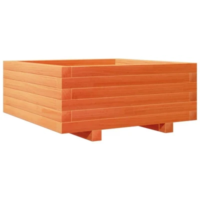 Image of vidaXL Garden Planter Wax Brown 60x60x26.5 cm Solid Pine Wood, Large Square for Plants, Flowers, Herbs Outdoor/Garden Decor