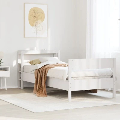 Image of vidaXL Bed Frame without Mattress White 90x200 cm Solid Wood Pine