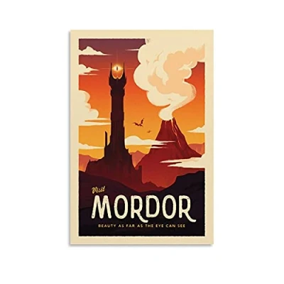 Image of KKMM Mordor Lord of The Rings Anime Retro Reise Poster Decorative Painting Canvas Wall Art Living Room Posters Bedroom 20x30inch(50x75cm)