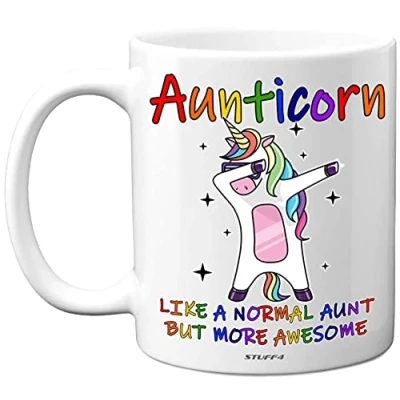 Image of Stuff4 Auntie Gifts Aunticorn Mug, 11oz Ceramic Unicorn Coffee Mugs/Cup Dishwasher Safe, Birthday Gifts, Best for Auntie, Christmas, Presents