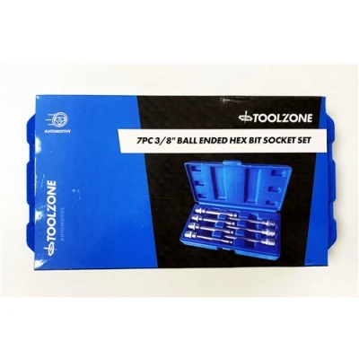 Image of Toolzone 7 Piece Extra Long Ball Hex Bits In Case