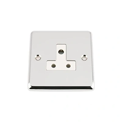 Image of Round Pin Socket 5 Amp Polished Chrome Classic White Insert