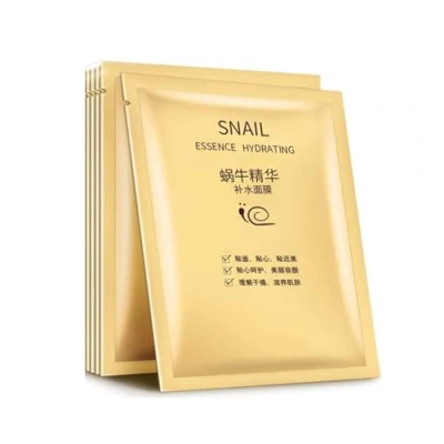 Image of Snail Essence Facial Mask Sheet Deep Moisturizing Rich 100% Silk sheet, Anti aging, Wrinkle, Hydration, Secretion Filtrate Skin Care 5 Pcs