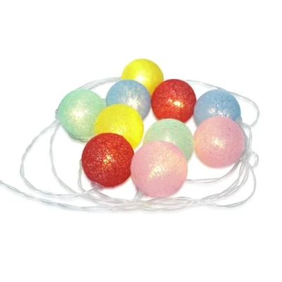 Image of Set of 10 Battery Powered Colourful Ball Fairy String Lights, Decoration Lights for Kids Bedroom