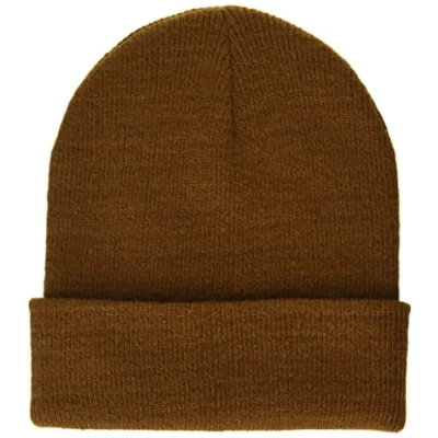 Image of Amazon Essentials Unisex Adults&#039; Rib Knit Cuffed Beanie, Dark Chestnut Brown, One Size