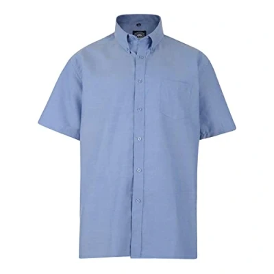 Image of Kam Short Sleeve Shirt for Men Plain Casual Office Wedding Business Basic Button Up Denim 3XL