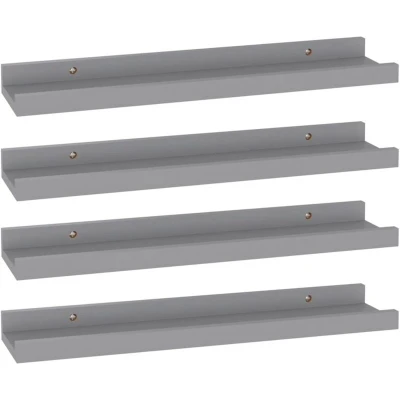 Image of vidaXL Wall Shelves 4 pcs Grey 40x9x3 cm