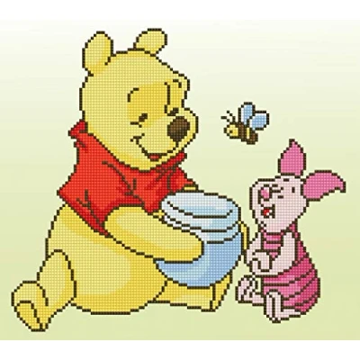 Image of Vervaco Diamond Painting Kit: Disney Pooh with Piglet, Multi Colour, 36 x 32cm