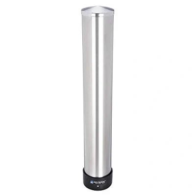 Image of San Jamar C3200P Stainless Steel Pull Type Beverage Cup Dispenser, Fits 6oz to 10oz Size, 2 7/32&quot; 3 3/16&quot; Rim, 23 1/2&quot; Tube Length, Single Unit