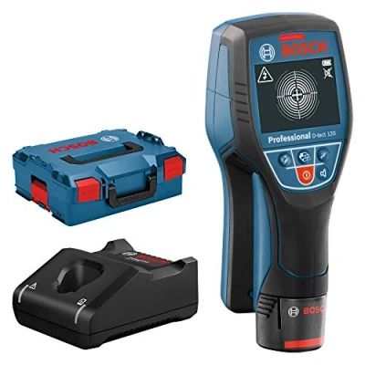 Image of Bosch Professional 12V System Wall Scanner D tect 120 (12V battery, max. detection depth plastic pipes/wooden studs/live cable/magnetic metal/non magnetic metal: 60/38/60/120/120 mm, in L Boxx)