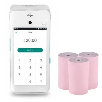 Image of Pink Replacement Receipt Paper for Pax A920, A920 Pro Dojo Payment Device, 20 Rolls