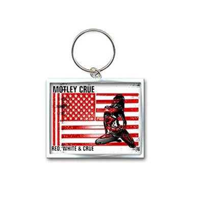 Image of Motley Crue Keyring Keychain Red White and band Logo Official One Size