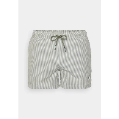 Image of K Way Hazel MID Stripes Beach Swimming shorts, Men&#039;s, Size: Large, White/green lichen