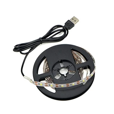 Image of Renohef USB Led Strip Lights,DC 5V SMD 3528 16.4ft(5m) 300 LEDs 60leds/m Warm White Strips with Cable,TV Desktop Laptop Backlight,Kitchen Decorative Lighting,Rope Lighting Non Waterproof