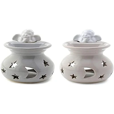 Image of Puckator Brûleur à Huile Fondant de Cire Lune et Etoiles Essential Oil Burners, Multicoloured, Unique