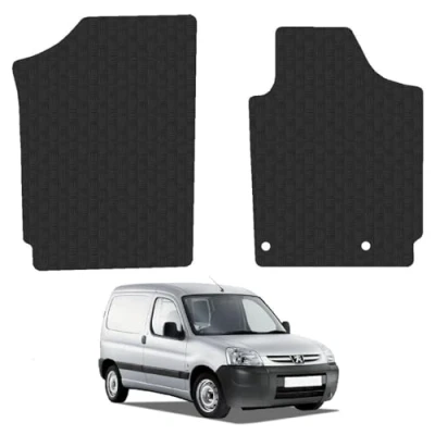 Image of 5mm Rubber Floor Mats for the Peugeot Partner (1996 2008) UK Models Custom Van Accessory Tailored fit Heavy Duty, Waterproof &amp; Anti Slip Work with Clips