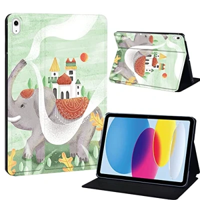 Image of Printed Tablet Case for iPad 10th Generation 2022 10.9 Inch, Slim Hard Back Gen Cover Protective Smart Stand 10 10.9&quot; (elephant)