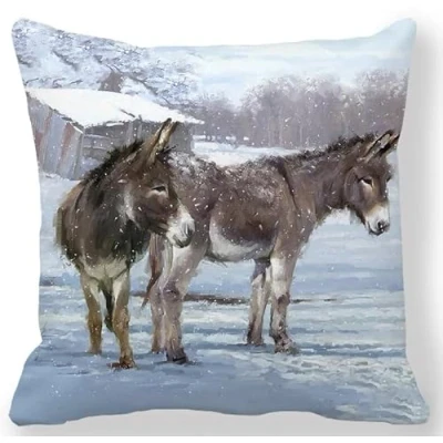 Image of DIY Latch Hook kit Cushion Donkey Animal Carpet Pillowcase Craft Kit,Latch Kits Embroidery for Adults and Beginners 17x17in B