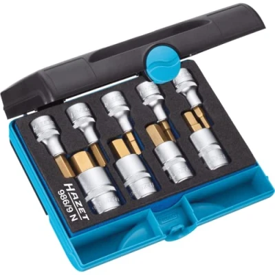Image of HAZET 986/9N Hexagon Profile Screwdriver Socket Set CVD Tin Coated