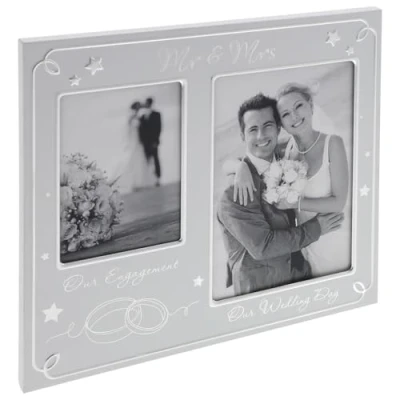 Image of Shudehill Giftware Then &amp; Now Collection Sentimental Photo Frame Engaged Wedding Mr Mrs, Anniversary 25th Silver, 40th Ruby, 50th Gold Gift Ideas With Meaningful Message (Wedding)