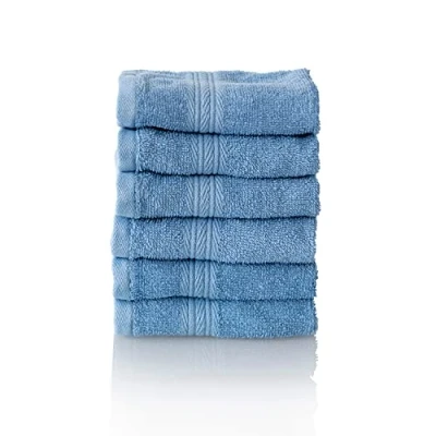 Image of ALCLEAR set of terry hand towels, range soft and highly absorbent OEKOTEX 100 certified, 5 colours &amp; sizes, colour: JEANS BLUE, 6 x face towels 30 cm
