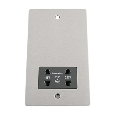 Image of Shaver Socket Dual Voltage 115V/ 230V Satin Matt Chrome Flat Black Insert