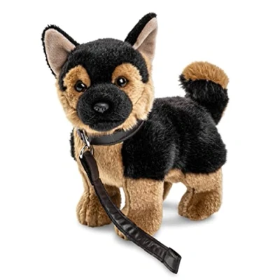 Image of Uni Toys German Shepherd Puppy, Standing With Lead 26 cm (Height) Plush Dog, Pet Toy, Cuddly Toy