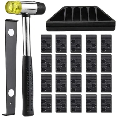 Image of Youyijia Wood Flooring Installation Kit Tools with 23 Spacers Durable Rubber Tapping Block Double Side Mallet and Heavy Duty Pull Bar Laminate for Domestic Purposes