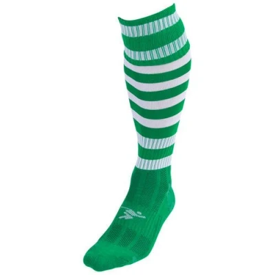 Image of 2022 Precision Hooped Pro Football Socks Adult (7 11) (Green/White)