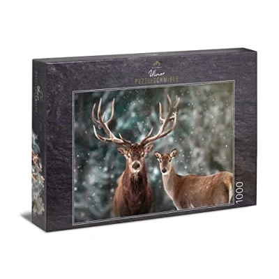 Image of Ulmer Puzzleschmiede puzzle Stags: 1000 pieces jigsaw a pair of stags in the winter landscape