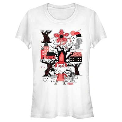 Image of Stranger Things Red Black Women&#039;s Crew neck White XL