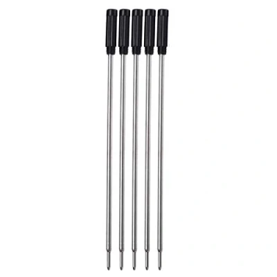 Image of 5 x Black or Blue Ink Pen Refills for Ballpoint Pens, Compatible with Parker, Cross and Swarovski Medium Size Nib (Black, Compatible)