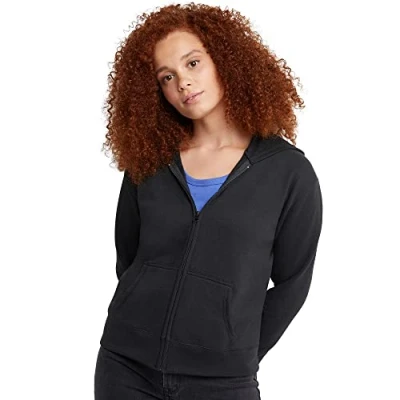 Image of Hanes womensO4637Women&#039;s Fleece Full Zip Hood Long Sleeve Hoody Off White Large