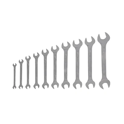 Image of GEDORE Double open end Spanner set, 10 pc. AF 6 27 mm, Metric, Flat, Matt chromed,