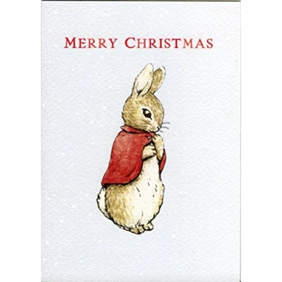 Image of Peter Rabbit Red Cloak Merry Christmas Greeting Card