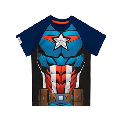 Image of Marvel Boys Captain America T Shirt Blue Age 8 to 9 Years