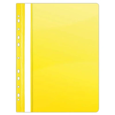 Image of DONAU 1704001PL 11 Plastic File Folder Perforated A4 Yellow Transparent Durable PVC Hard Crystal Clear Cover Sheet Clamp for Office and School Euro Punching Pack of 10
