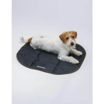 Image of United Pets Lazy Dog Mat Portable Folding Bed, Restaurant and Travel Mat, Lightweight Kennel Black Green