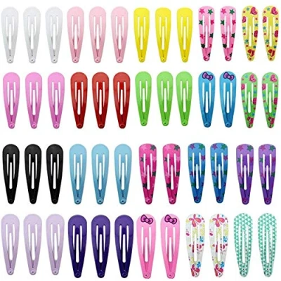 Image of Hair Clips Slides x50 Snap Clip Metal Girls Beauty Accessory Kids Assorted Colours 50mm Bundle Pack of By TRIXES