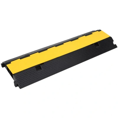Image of vidaXL Cable Protector Ramp with 2 Channels 100 cm Rubber