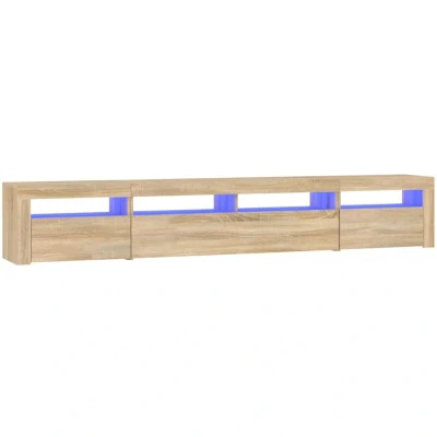Image of vidaXL TV Cabinet with LED Lights Sonoma Oak 240x35x40 cm