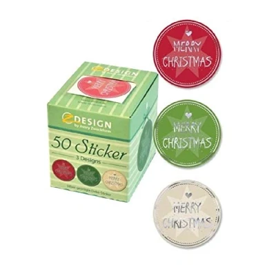 Image of Avery 56828 Round Merry Christmas Stickers Multi coloured, Pack of 50, 38 mm