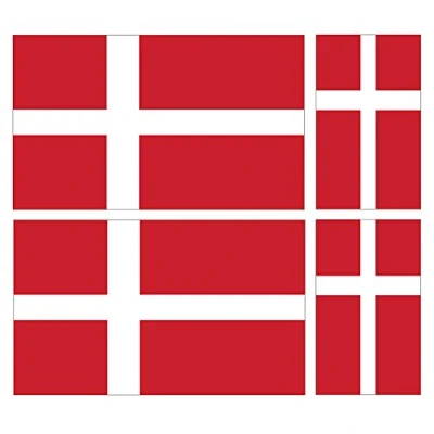 Image of Landing Designs 4 X DANISH DENMARK FLAG VINYL CAR VAN STICKERS