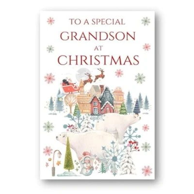 Image of Second Ave Grandson Christmas Polar Bear Xmas Holiday Festive Greetings Card