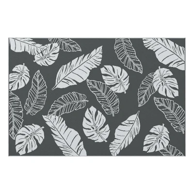 Image of Outsunny Reversible Outdoor Rug with Carry Bag, Waterproof Plastic Straw Mat for Garden, Deck, RV, Picnic, Beach, Camping, 182 x 274cm, Grey and White