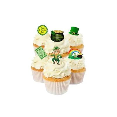 Image of 27 Stand Up St Patricks Day Irish Celebration Edible Wafer paper Cake Toppers Decorations