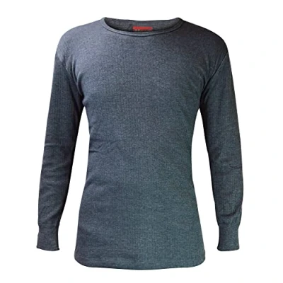 Image of HEAT HOLDERS Mens Winter Warm Cotton Thermal Underwear Long Sleeve Top Vest (Medium (38 40&quot; Chest), Charcoal)