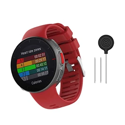 Image of Huabao Watch Strap Compatible with Polar Vantage V,Adjustable Silicone Sports Replacement Band for V Smart (Red)